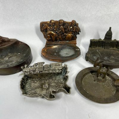 Sale Photo Thumbnail #343: Set Vtg Souvenir Cast Metal Ashtrays