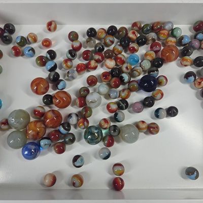 Sale Photo Thumbnail #43: Vtg Machine-Made Glass Marbles w/ UV