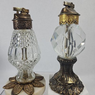 Sale Photo Thumbnail #215: Two Japanese Cut Glass & Brass Lighters