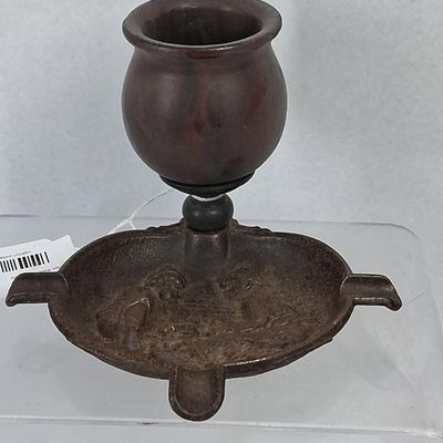Sale Photo Thumbnail #345: Cast Iron & Stone Figural Smoker Stand