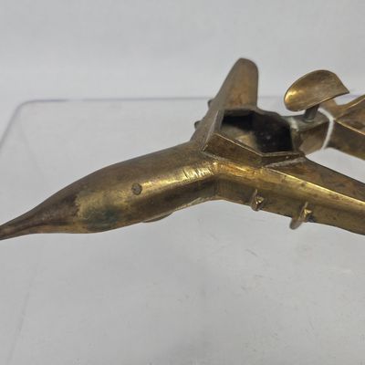 Sale Photo Thumbnail #191: Vtg Cast Brass Jet Fighter Ashtray