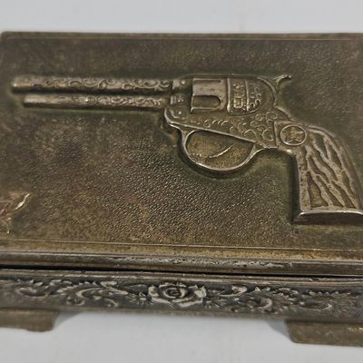 Sale Photo Thumbnail #137: Silver-Plated Western Revolver Box