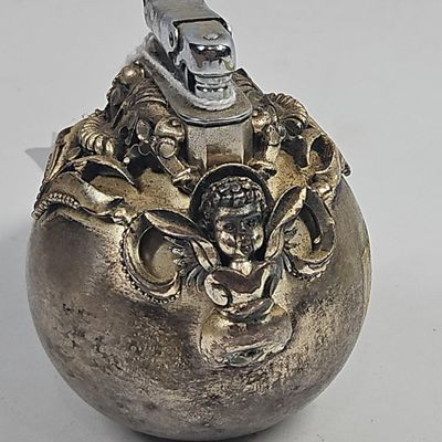 Sale Photo Thumbnail #62: Vtg Silver Toned Cherub Table Lighter