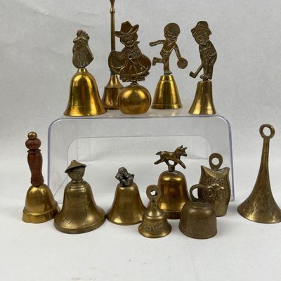 Sale Photo Thumbnail #414: Set 11 Vtg Brass Handbells
