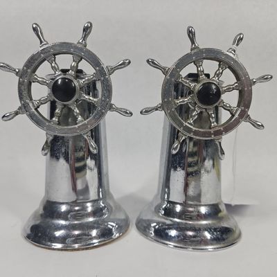 Sale Photo Thumbnail #21: Pair American Ship Wheel Table Lighters