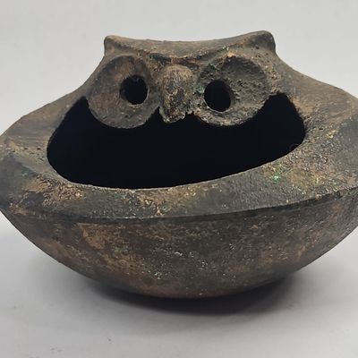 Sale Photo Thumbnail #39: Cast Copper Alloy Owl Incense Burner