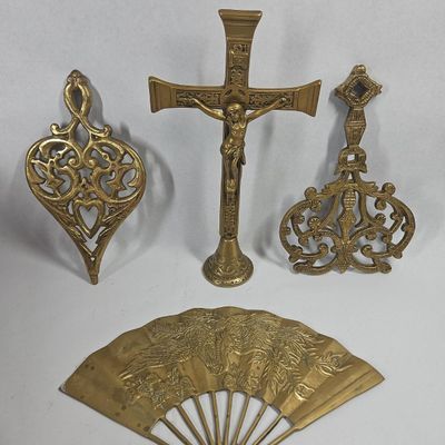 Sale Photo Thumbnail #258: Wilton Brass Trivets & Altar Crucifix