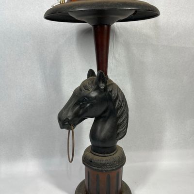 Sale Photo Thumbnail #123: Horse Head Smoking Stand w/ Amber Glass