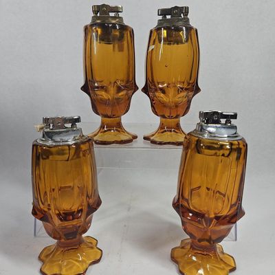 Sale Photo Thumbnail #172: Set Japanese Amber Glass Table Lighters