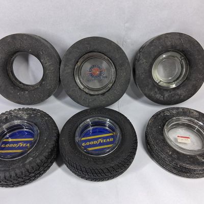 Sale Photo Thumbnail #96: Set 6 Vtg Goodyear Rubber Tire Ashtrays