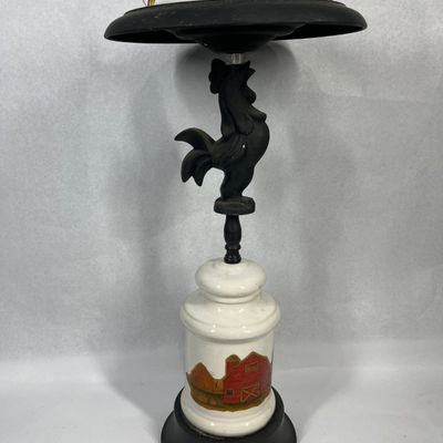 Sale Photo Thumbnail #268: Rooster Smoking Stand w/ Milk Glass