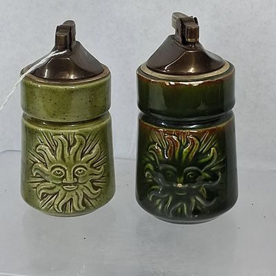 Sale Photo Thumbnail #368: Pair Jeanne B Studio Sun Face Lighters