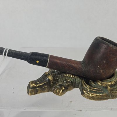 Sale Photo Thumbnail #209: Billiard Briar Pipe & Alligator Stand