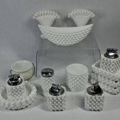 Sale Photo Thumbnail #273: 14 Fenton White Hobnail Milk Glass