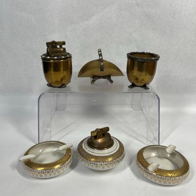 Sale Photo Thumbnail #278: Lefton & Jeweled Brass Smoking Set (6)