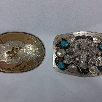 Sale Photo Thumbnail #70: Pair Montana Silversmiths Rodeo Buckles
