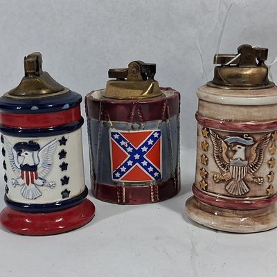 Sale Photo Thumbnail #387: 3 Japanese Ceramic Americana Lighters