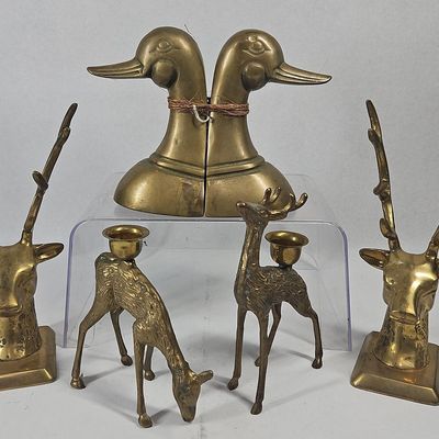 Sale Photo Thumbnail #217: Set 6 Vtg Cast Brass Animal Objects