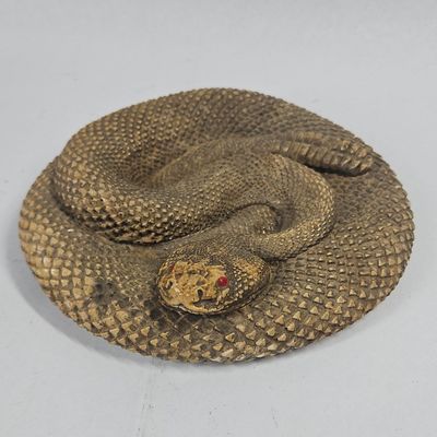 Sale Photo Thumbnail #66: A Coiled Rattlesnake Chalkware Figurine