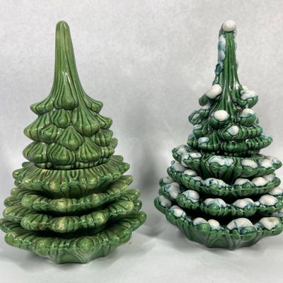 Sale Photo Thumbnail #287: Pair Vtg Ceramic Christmas Tree Sets