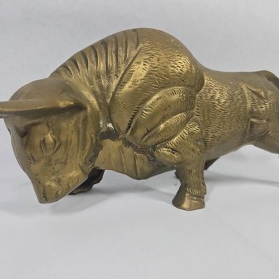 Sale Photo Thumbnail #11: Mid-C. Modern Cast Brass Charging Bull