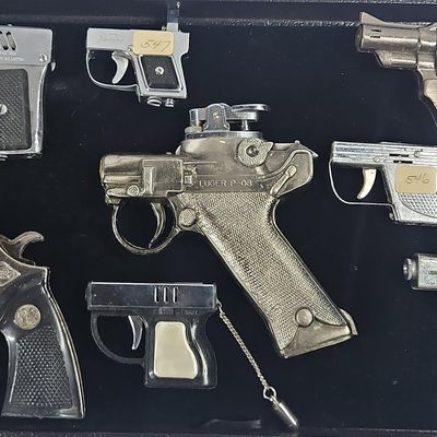 Sale Photo Thumbnail #245: Vtg Cast Firearm Lighters: Luger/Laurel