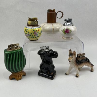 Sale Photo Thumbnail #425: Evans & Vtg Porc/Ceramic Table Lighters
