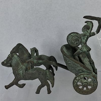 Sale Photo Thumbnail #126: Cast Bronze Classical Warrior & Chariot
