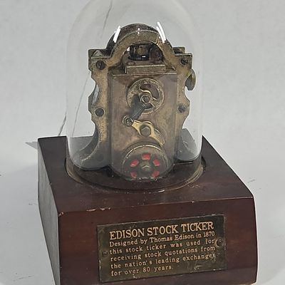 Sale Photo Thumbnail #7: Edison Stock Ticker Brass Table Lighter