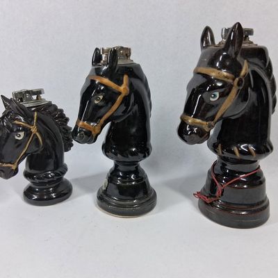 Sale Photo Thumbnail #188: Japanese Ceramic Horse-Head Lighters