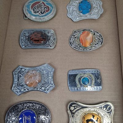 Sale Photo Thumbnail #74: Set 8 Vtg Western Style Belt Buckles