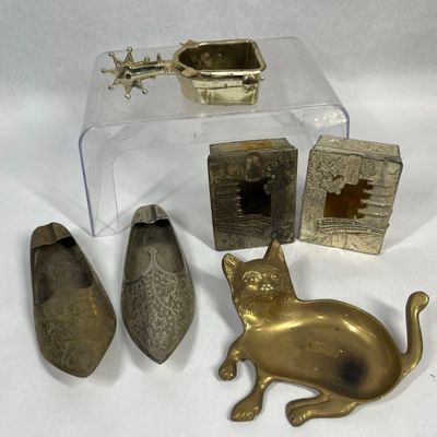 Sale Photo Thumbnail #280: Vtg Metal Ashtrays & Repousse Boxes
