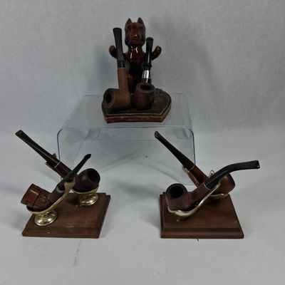 Sale Photo Thumbnail #218: Vtg Briar Wood Smoking Pipes & 3 Stands