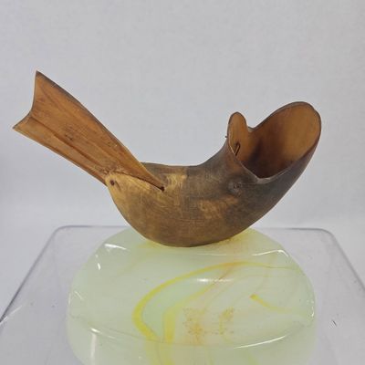 Sale Photo Thumbnail #171: Bovine Horn Bird Figurine, Slag Glass