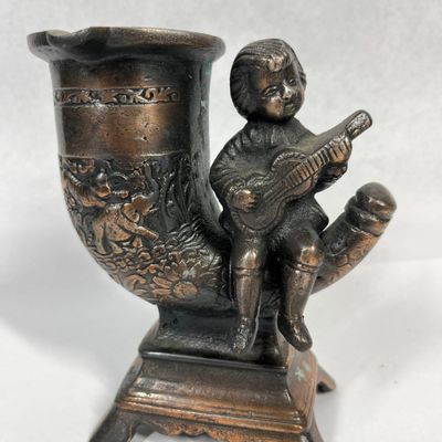 Sale Photo Thumbnail #303: **Cast Metal Boy w/ Mandolin Ashtray**