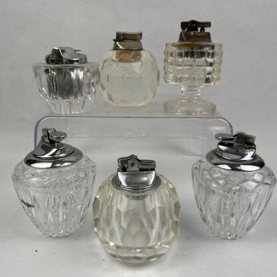 Sale Photo Thumbnail #322: Vtg Crystal & Glass Table Lighters