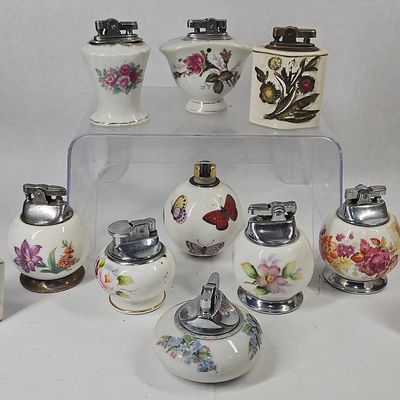 Sale Photo Thumbnail #255: Ceramic Floral/Butterfly Table Lighters