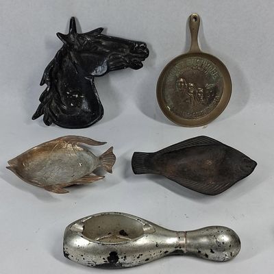 Sale Photo Thumbnail #128: Vtg Metal Equine & Travel Dish/Ashtrays