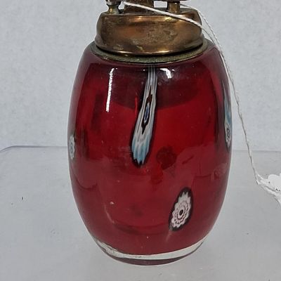 Sale Photo Thumbnail #335: Vtg Red Glass Millefiori Table Lighter