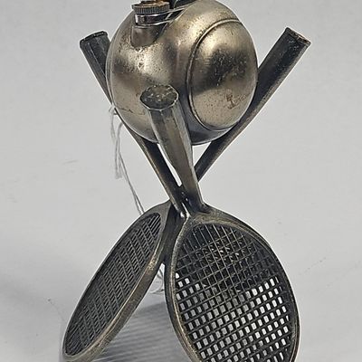 Sale Photo Thumbnail #36: Vtg Cast Metal 3-Racket Tennis Lighter