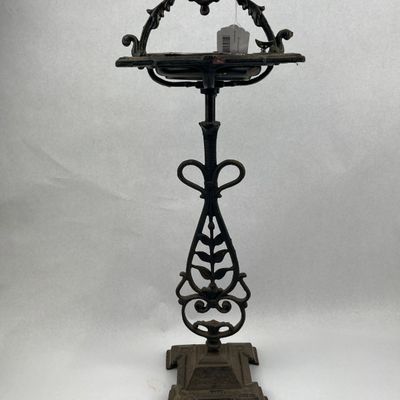 Sale Photo Thumbnail #94: Cast Iron Smoker Stand w/ Glass Ashtray