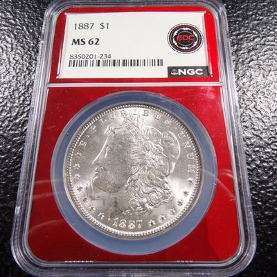 1887 NGC MS62 MORGAN SILVER DOLLAR