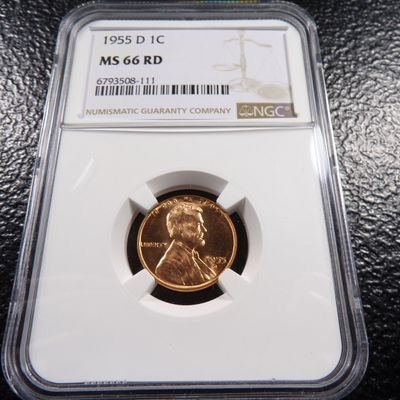 1955-D NGC MS66RD LINCOLN WHEAT CENT