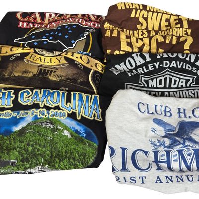 Six Vintage Cotton Harley-Davidson and H.O.G. Graphic T-Shirts