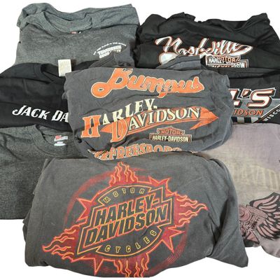Seven Vintage and Contemporary Harley-Davidson and Jack Daniel's Cotton Graphic T-Shirts