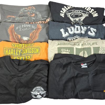 Eight Harley-Davidson and Harley Owners Group Shirts