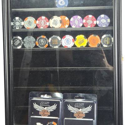 Harley-Davidson Motor Company Poker Chips and Display Case