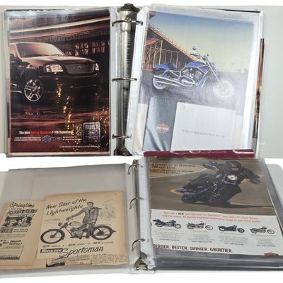 Harley-Davidson Motorcycle Ephemera and Advertisements featuring Ford, Whizzer, and Cushman