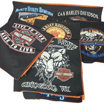 An Assortment of 1990s and 2000s Upcycled Harley-Davidson Cotton Fabric Panels