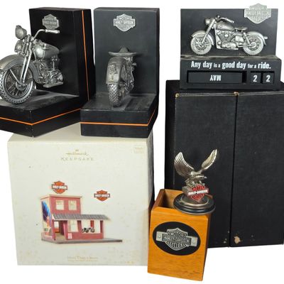 An Assortment of Harley-Davidson Memorabilia featuring Hallmark and Franklin Mint